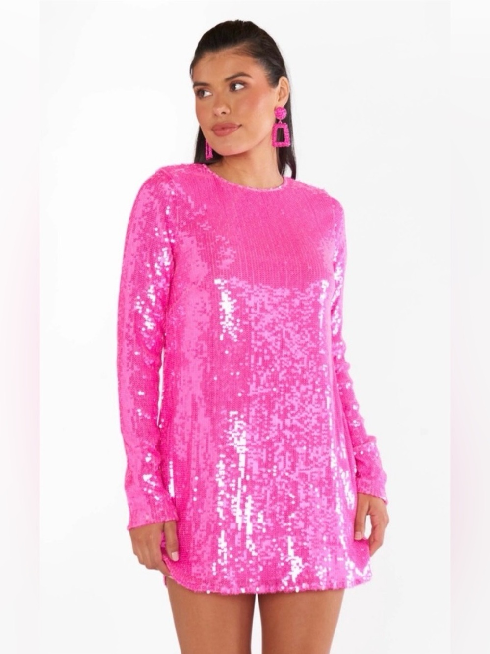 NWT Show Me Your Mumu Maddison Mini Dress in Bright Pink Sequins size XS - Picture 3 of 13